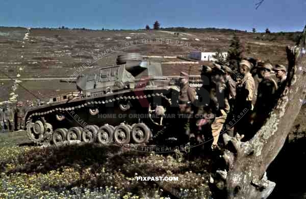 German Afrika Korp Panzer 3 in Parade, South of Tunis, Tunisia 1943