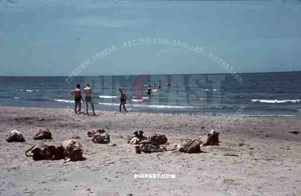 German Afrika Korp soldiers relaxing at the beach, North Africa 1942