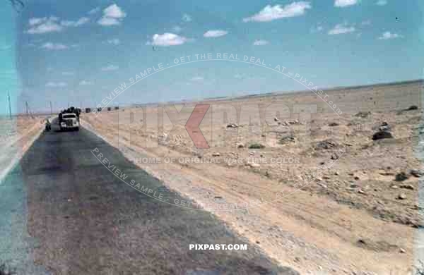 German Afrika Korp supply convoy in the African desert, North Africa 1942