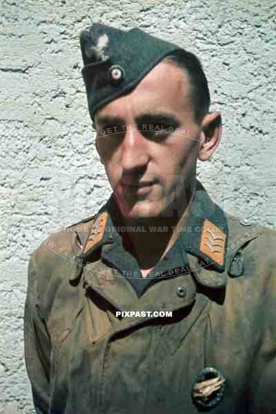 German Fallschirmjager Paratrooper in uniform with Luftwaffe Parachutist Badge. Visiting family in Neuotting Germany 1941