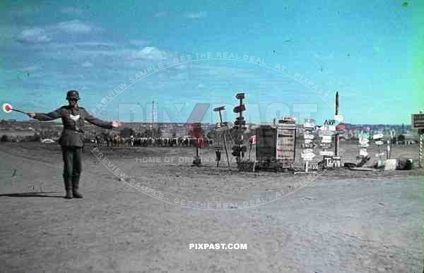 German field police road signs street Ukraine 1943