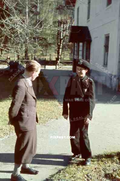 German Funker Radio Panzer soldier with Black Panzer Beret Schutzmutze in Ruhpolding Germany 1939