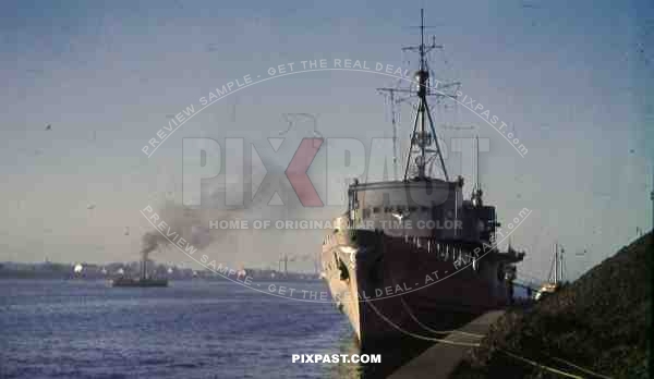 German Kriegsmarine Coastal Patrol boat with Luftwaffe airforce eagle, Riga, Latvia, 1944, 134th GebirgsjÃ¤ger,