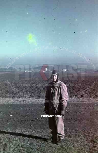 German Luftwaffe Airforce Glider Pilot in flying uniform with leather hat and glooves Lubeck airport 1943