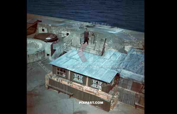 German Luftwaffe flak officer of the Leichte Flak Abteilung 99 (mot) in Fort de l_qt_Ile PelÃ©e, Cherbourg France 1940.