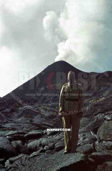 German Luftwaffe soldier at the Vesuv lava fields in Naples, Italy 1942