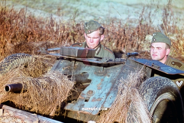 German PAK 36 cannon gun crew ready sight. 43rd Panzerjager Battalion. 8. Panzer-Division. CHOLM POCKET. August 1942