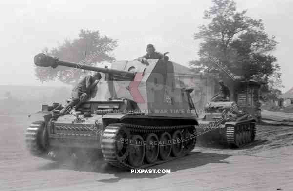 German panzer Marder II ausf D (Sd.Kfz. 132) summer 1942, pulling panzer 2