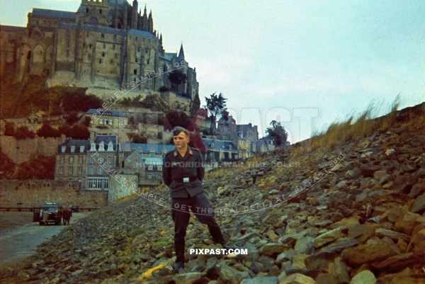 German Ramcke Fallschirmjager Paratrooper visiting the Castle island Mont Saint Michel France 1941