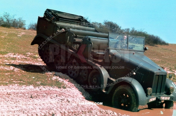 German Sd.Kfz. 7 half track military being used by the German air force Luftwaffe in a training ground in Hamburg 1940