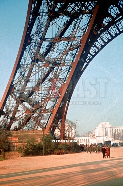 German soldiers visiting the Eiffel Tower Paris France 1940