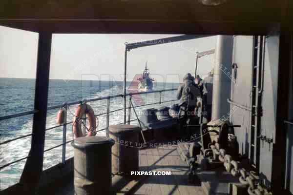 German troops on there way to Oslo Norway from Hamburg on board the submarine supply ship Isar May 1940