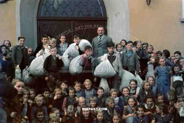 Head teacher Leopold Buchner with his students in Altotting Bavaria Germany 1942