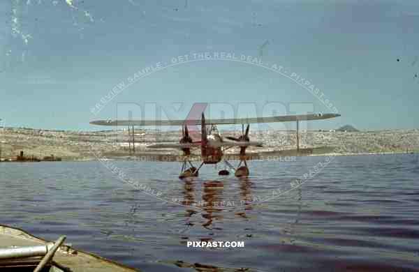 Heinkel He 59 - Reconnaissance / Attack Floatplane Aircraft Luftwaffe, Tripoli harbour in Libya, 1942.