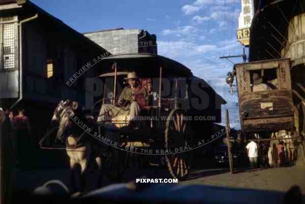 Horse-drawn cart in Manila, Philippines 1945