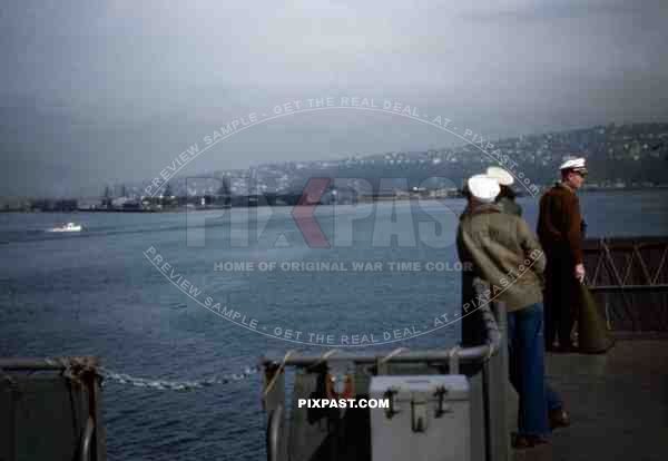 In the Seattle harbour on the USS Admiral H.T.Mayo, USA 1946