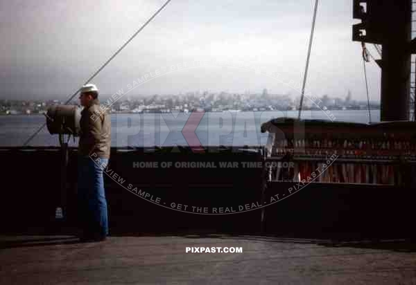 In the Seattle harbour on the USS Admiral H.T.Mayo, USA 1946