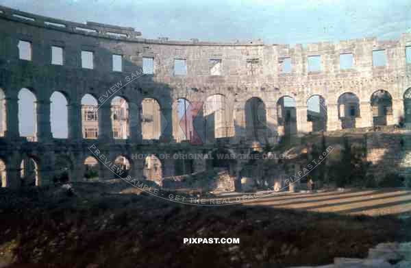 Inside the Pula collosseum, Croatia 1942