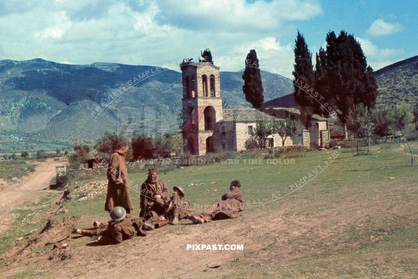 Invasion of Greece 1941. 304 Schutzen Regiment. 2nd Panzer Division. Captured British POW soldiers in Tommy Helmet