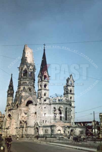 Kaiser Wilhelm Memorial Church. Kurfurstendamm in the centre of the Breitscheidplatz Berlin 1946