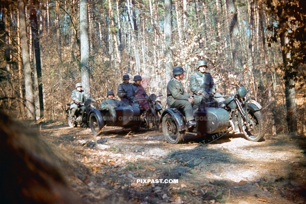 Kradschutzen Bataillon 8 Kradmelder Motorbike Messengers of the 8th Panzer Division. August 1942 Cholm Pocket. Russia