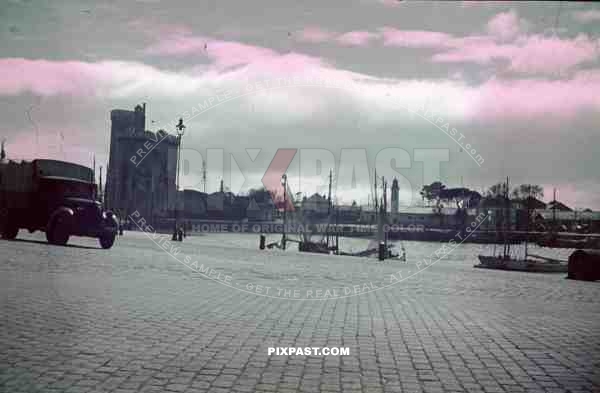 La Rochelle France wehrmacht truckfishing harbour french coast france 1940