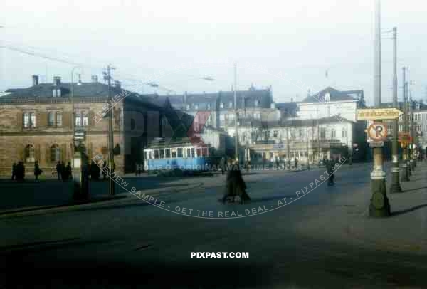 Liberated Bismarckplatz in Heidelberg Germany 1945. 101st Cavalry Regiment. Hotel Bayrischer Hof