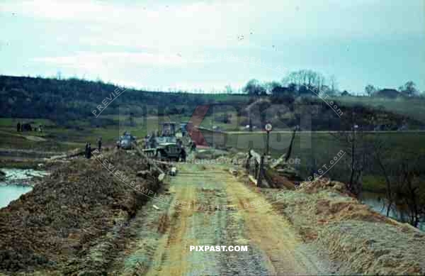 Light Halftrack Sd. Kfz. 10 driving over bridge, Russia 1941