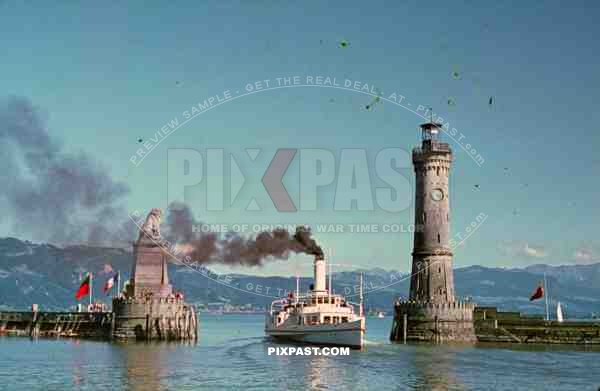 Lindau Harbor, Bodensee, Lake Constance, 1940, Germany,