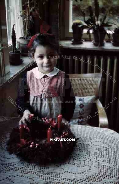 little girl with advent wreath, Germany 1938