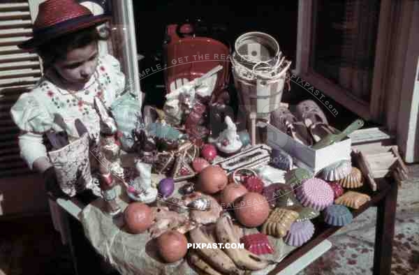 little girl with easter presents, Germany 1939