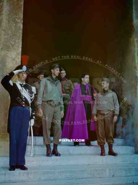 Lt. Gen. Mark Clark. Fifth Army in its capture of Rome in June 1944. Maj. Gen. Alfred Gruenther. Vatican City. Msgr. Carroll.