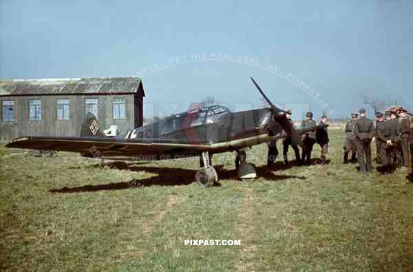 Luftwaffe Messerschmitt Bf 108 single-engine sport and touring aircraft land beside Lindau Barracks Germany 1943