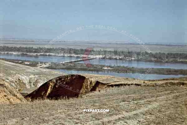 Makeshift bridge over the river Don near Kalach, Russia 1942