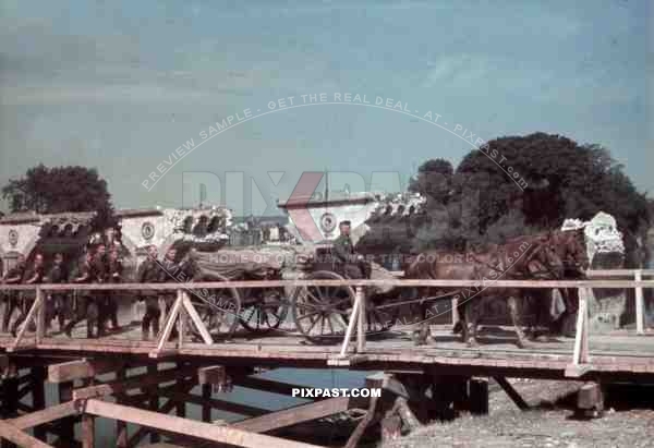 makeshift-bridge over the river Seine in Vernon, France ~1942. 207. Infantry Division.