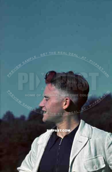 man with white jacket in Salzburg, Austria 1940