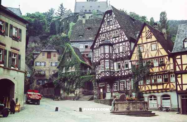 market place and fountain in Miltenberg, Germany ~1939