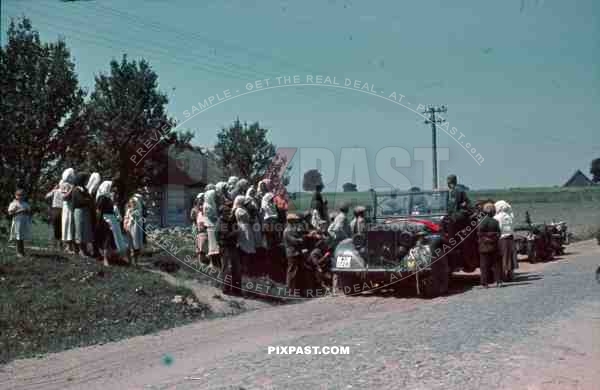 Medium Personnel Carrier Kfz.16 Car, 103 Schutzen Regiment 14th Panzer Division, Russian village, BMW sidecar motorbike,