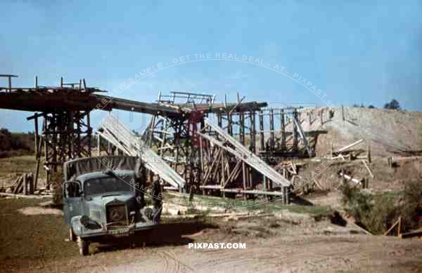 Mercedes-Benz L3000, 3-Ton diesel truck, Bridge repair, Minsk area, 1941, 19th Panzer Division,