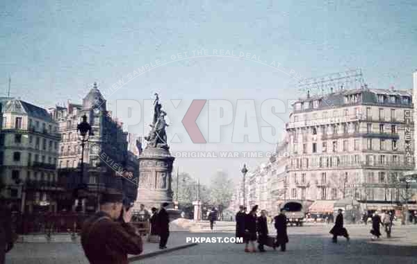 Moncey-statue at the Place de Clichy in Paris, France 1944