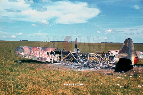 Morane Saulnier MS 406C1. Captured / Destroyed French air force fighter plane. Abbeville France June 1940