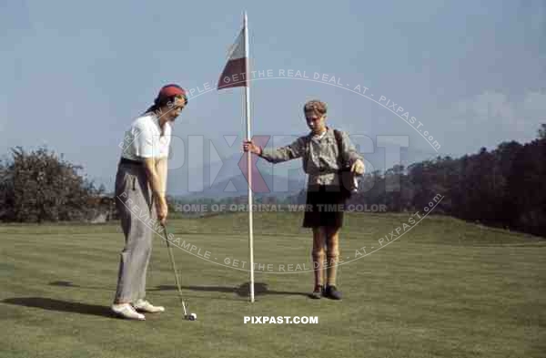 mother and son on golf course in Baden-Wuerttemberg, Germany ~1938