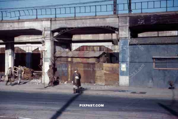 overhead railway in Yokohama, Japan 1945