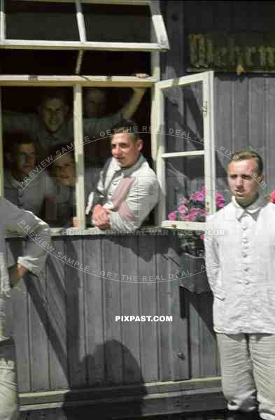 rad soldiers window kaserne group photo 1938 Germany