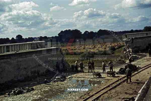 Repair of a bombed bridge in Munster Gelmer, Germany 1940