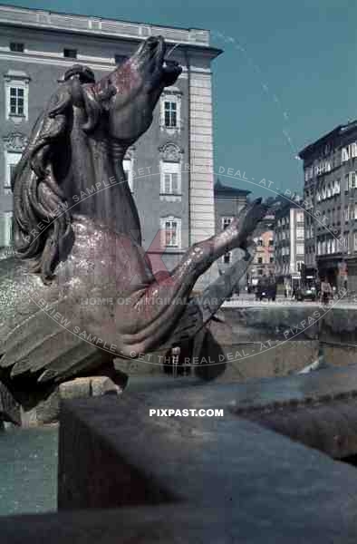 Residenzbrunnen. Residenzplatz. Salzburg  Austria 1940. Direction Alter Markt and Churfurststrasse