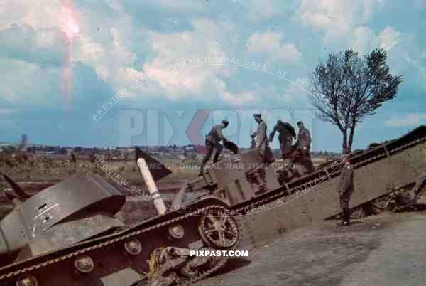 Russia 1942 T26 and T35 Russian panzer, tanks abandoned Grodek (Gorodok) and Lvov (Lviv)