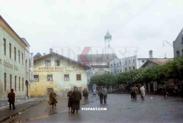 Sebastiani Brau, Marienplatz, Bad Aibling, Bavaria Germany 1945. 101st Cavalry Regiment 