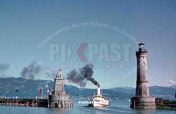 Ship entering Lindau harbour, Germany ~1940