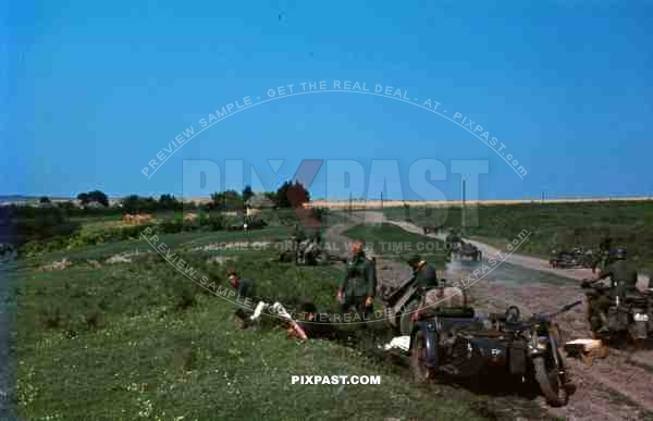 soldiers of the  14th Panzer Division resting beside road, Russia 1941